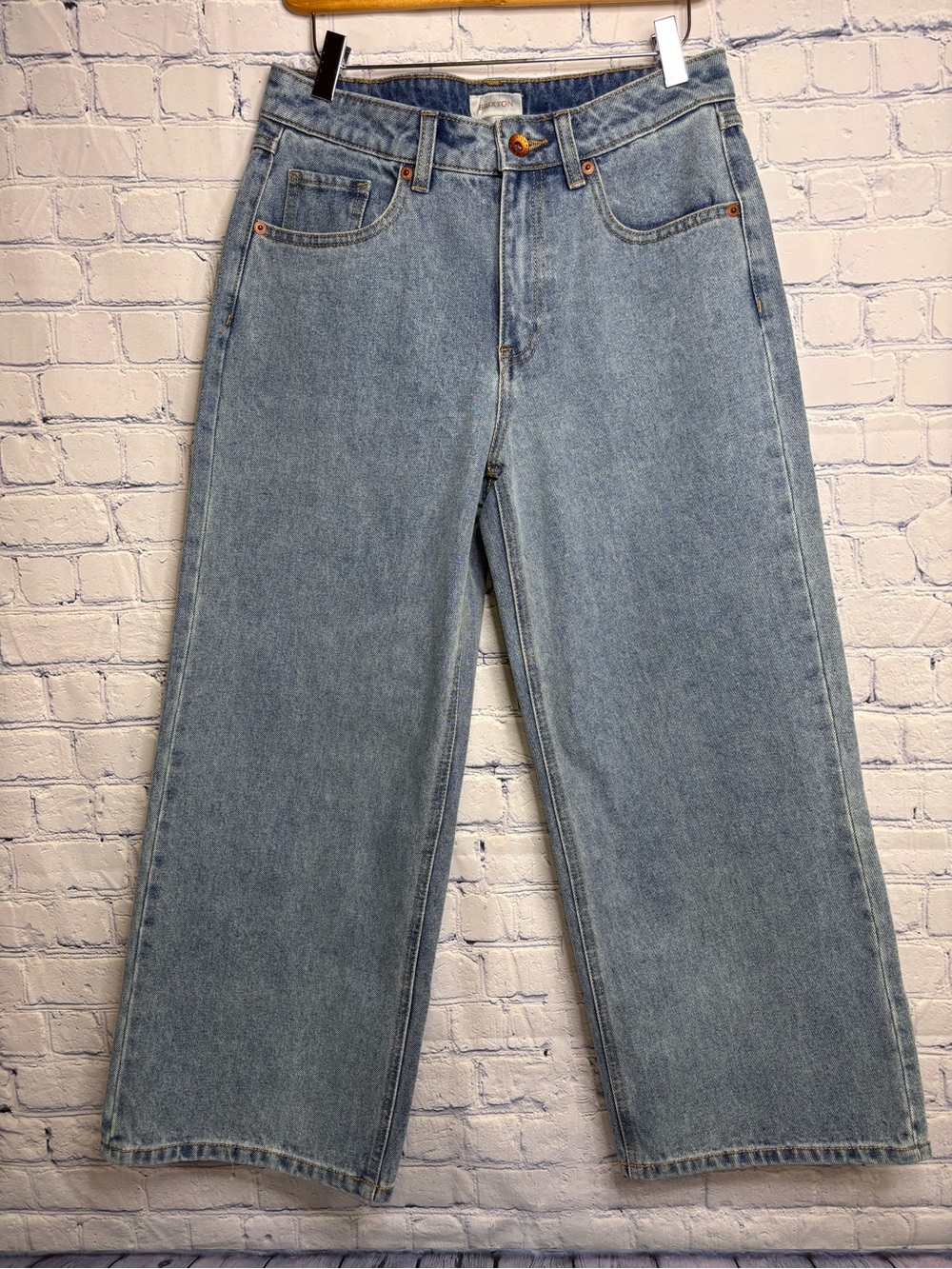 Brixton High-Rise Wide-Leg Cropped Street Boho Retro Classic Light Wash Jeans 27